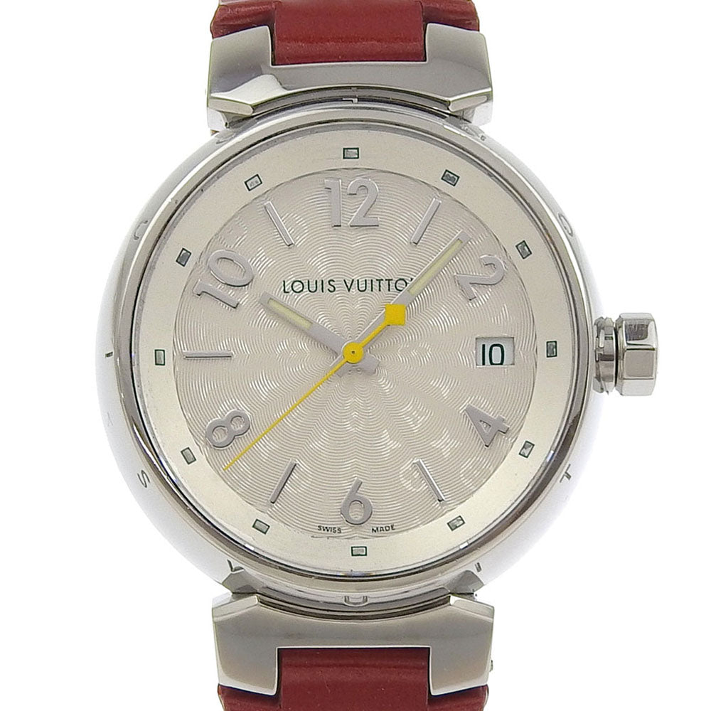 LOUIS VUITTON Watches Quartz Q1313 Stainless Steel, Monogram Vernis Silver Date Tambour Hologram Silver dial Women