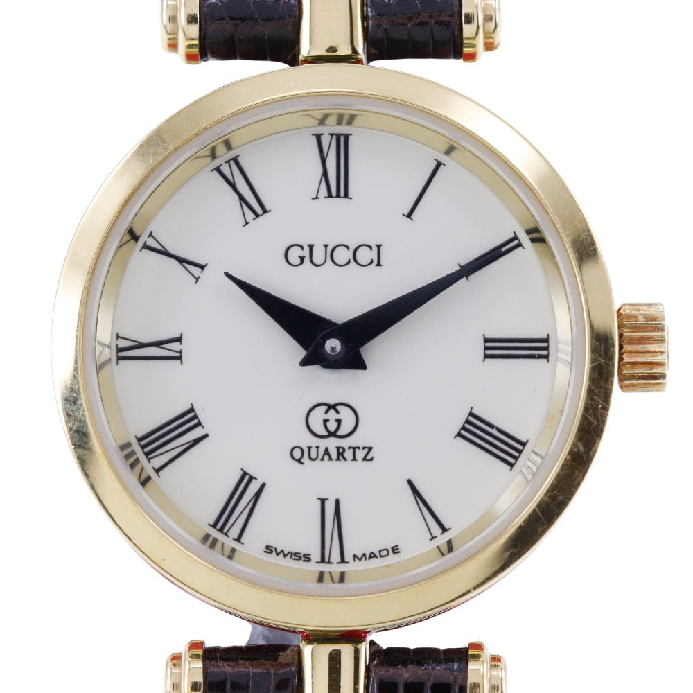 GUCCI Watches Quartz Plated Gold , Leather gold Sherry line Ivory dial Women