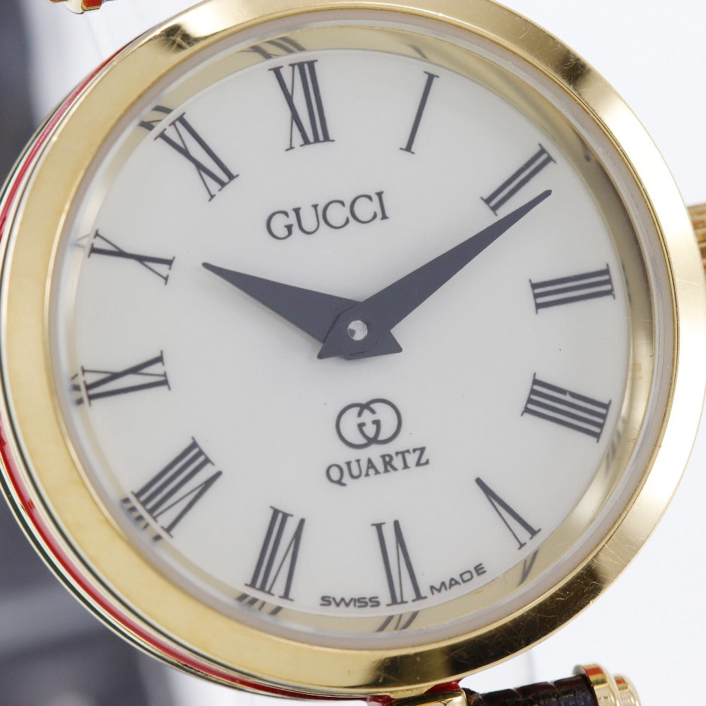 GUCCI Watches Quartz Plated Gold , Leather gold Sherry line Ivory dial Women