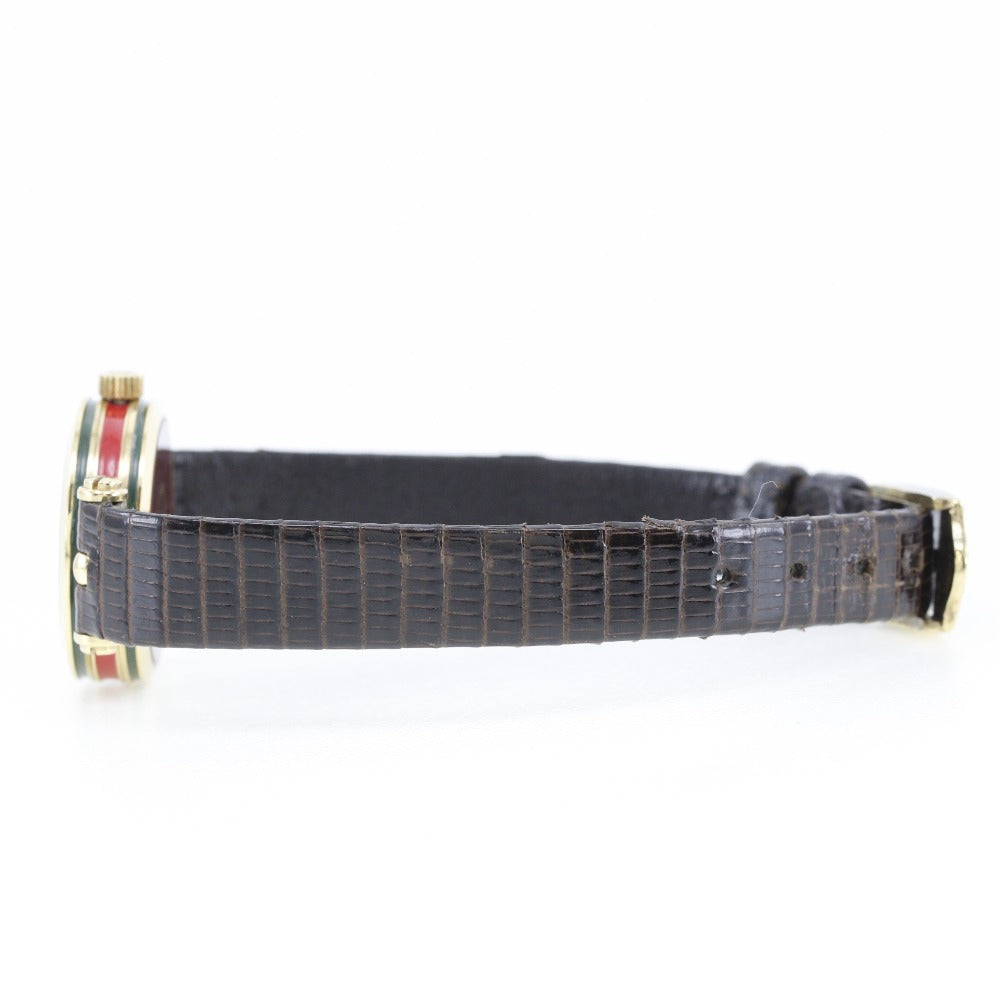 GUCCI Watches Quartz Plated Gold , Leather gold Sherry line Ivory dial Women