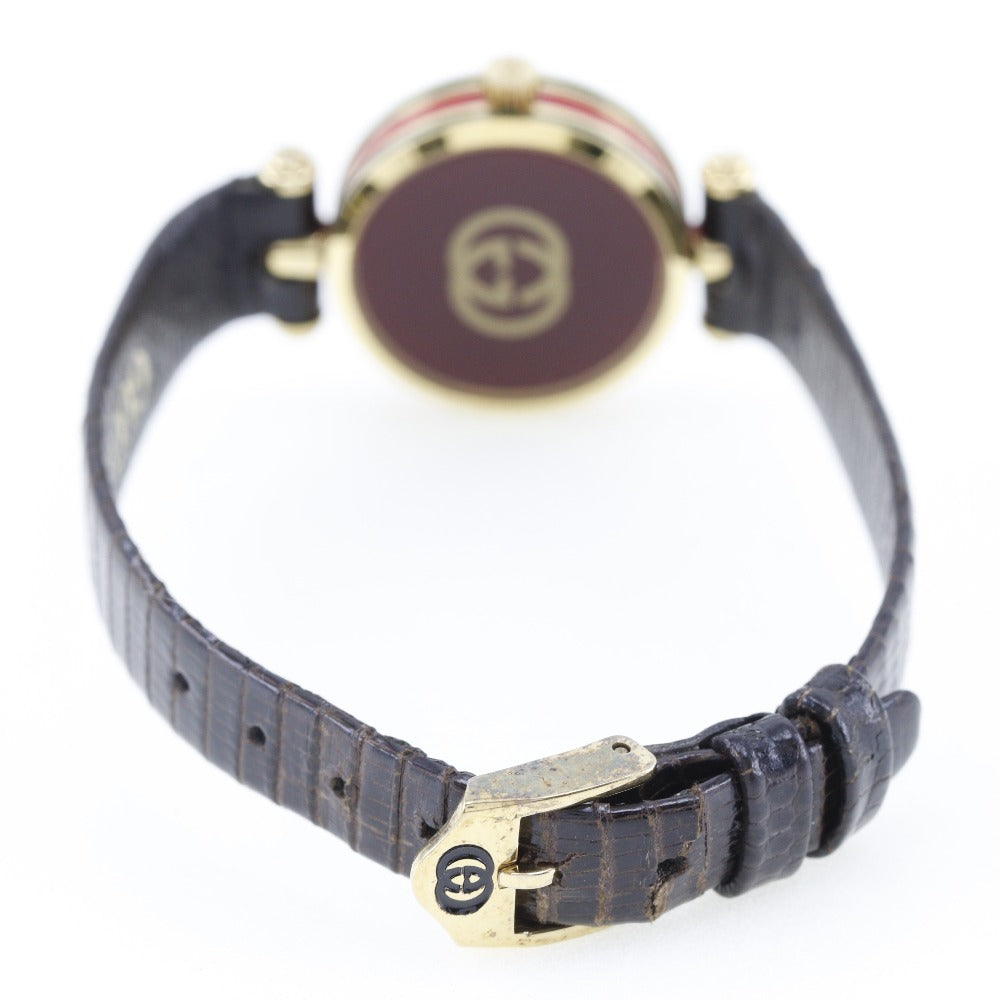 GUCCI Watches Quartz Plated Gold , Leather gold Sherry line Ivory dial Women  d