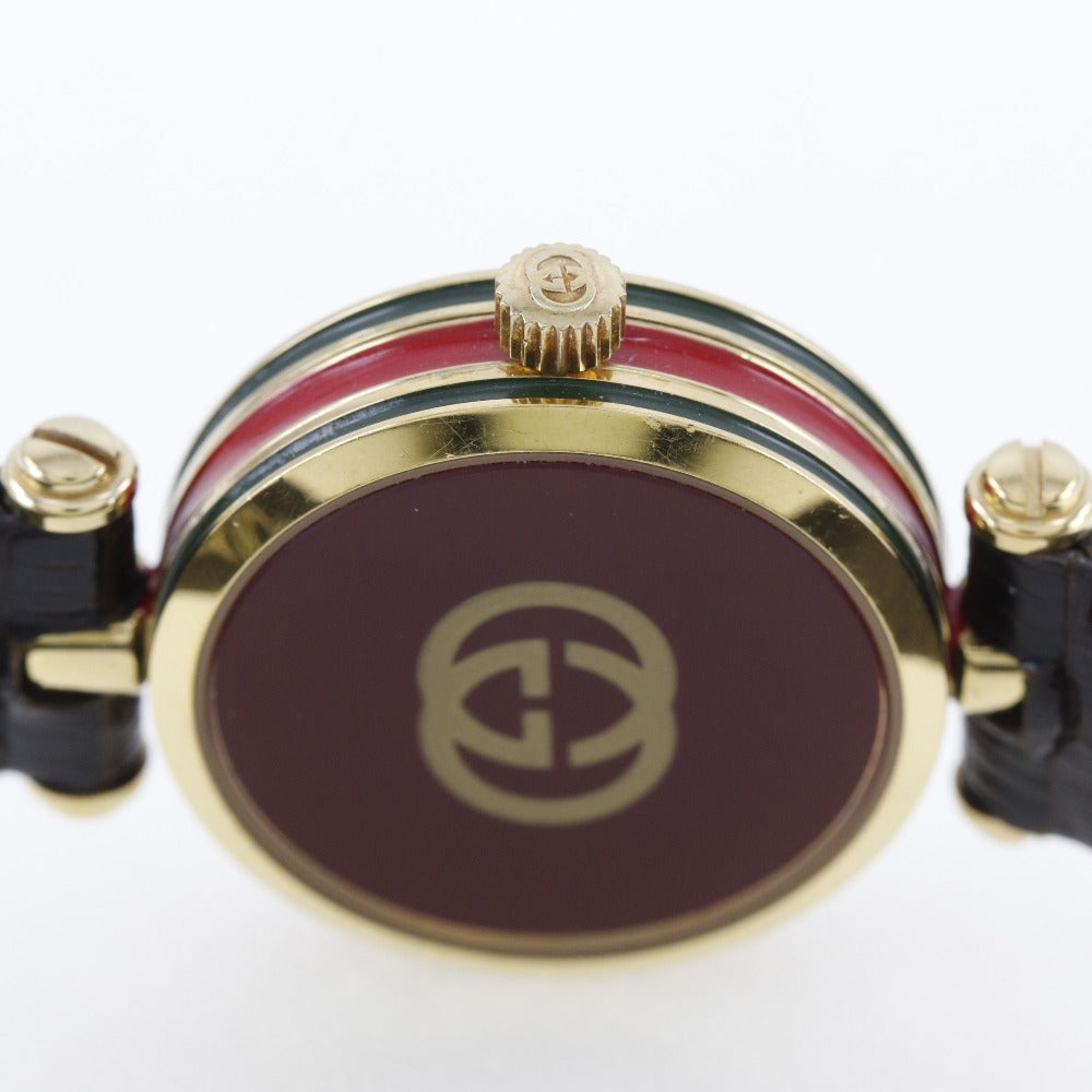 GUCCI Watches Quartz Plated Gold , Leather gold Sherry line Ivory dial Women  d
