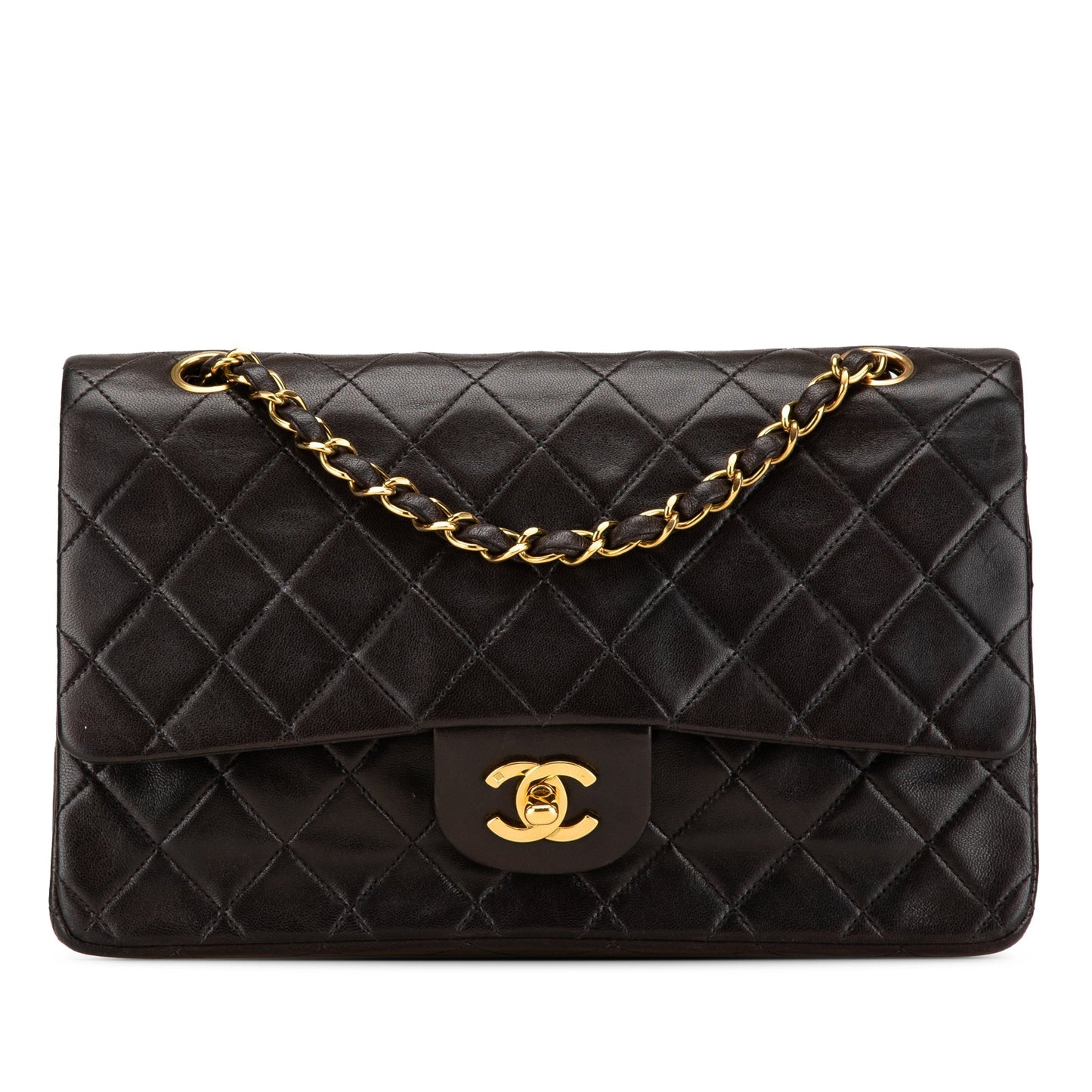 Black Chanel Medium Classic Lambskin Double Flap Shoulder Bag