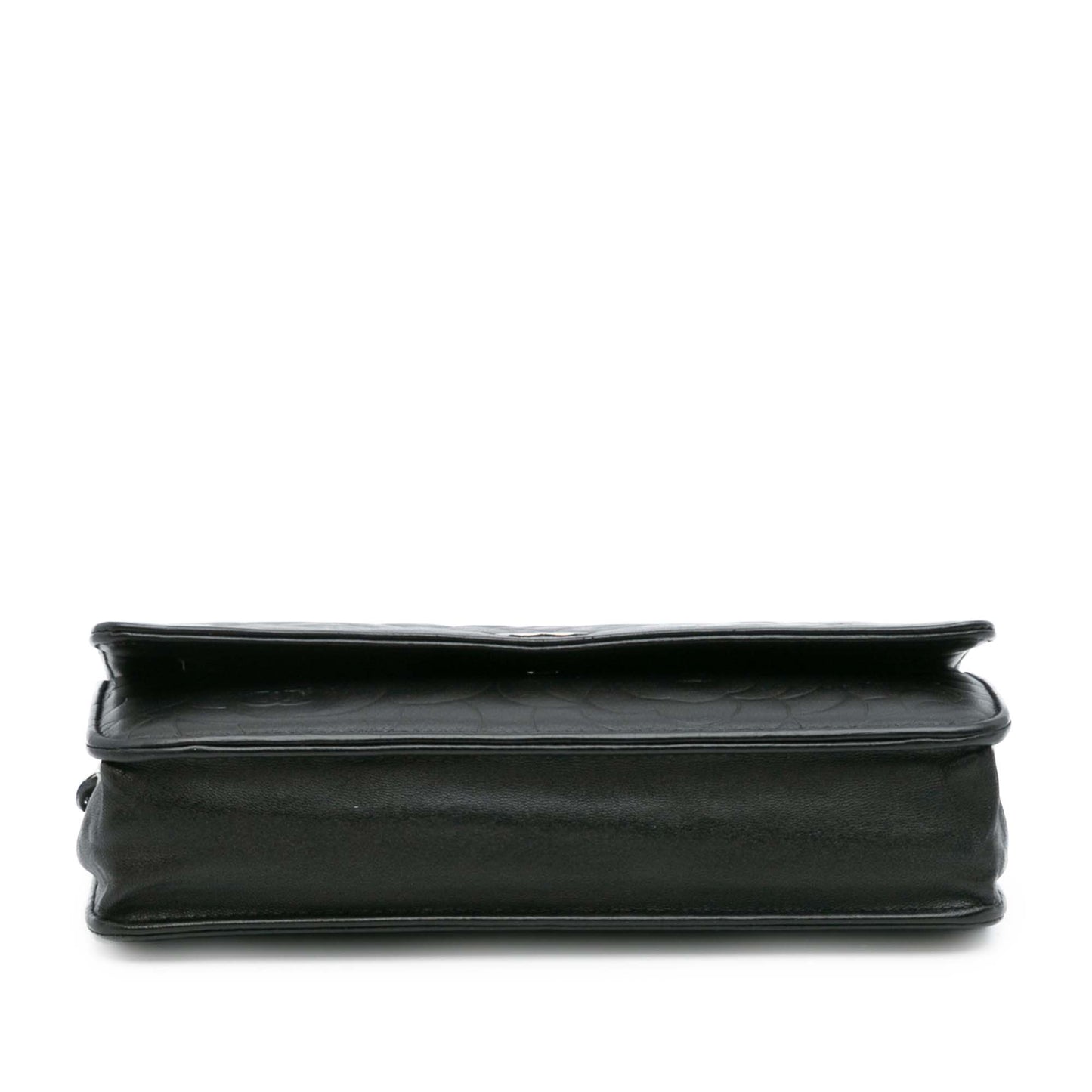Black Chanel Camellia Embossed Lambskin Wallet On Chain Crossbody Bag
