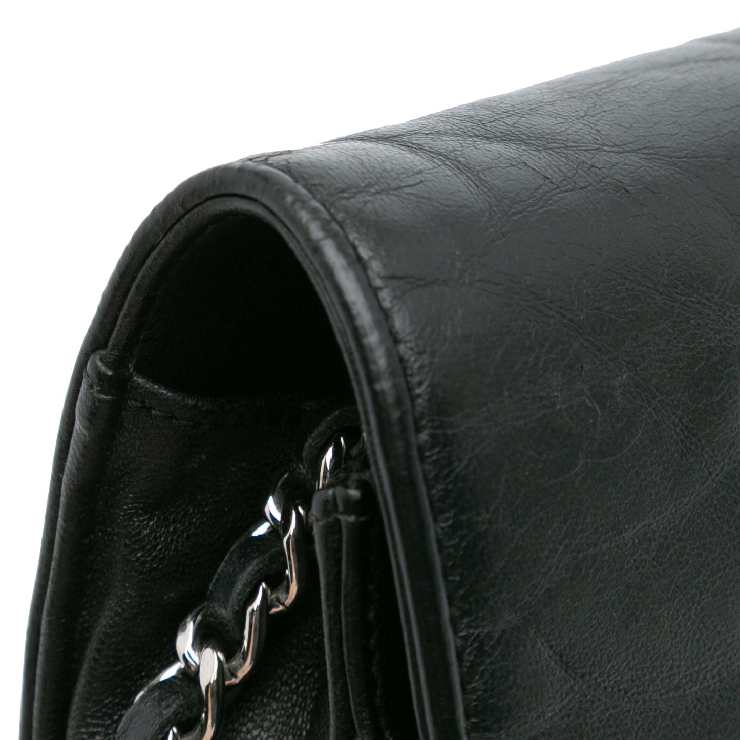 Black Chanel Camellia Embossed Lambskin Wallet On Chain Crossbody Bag