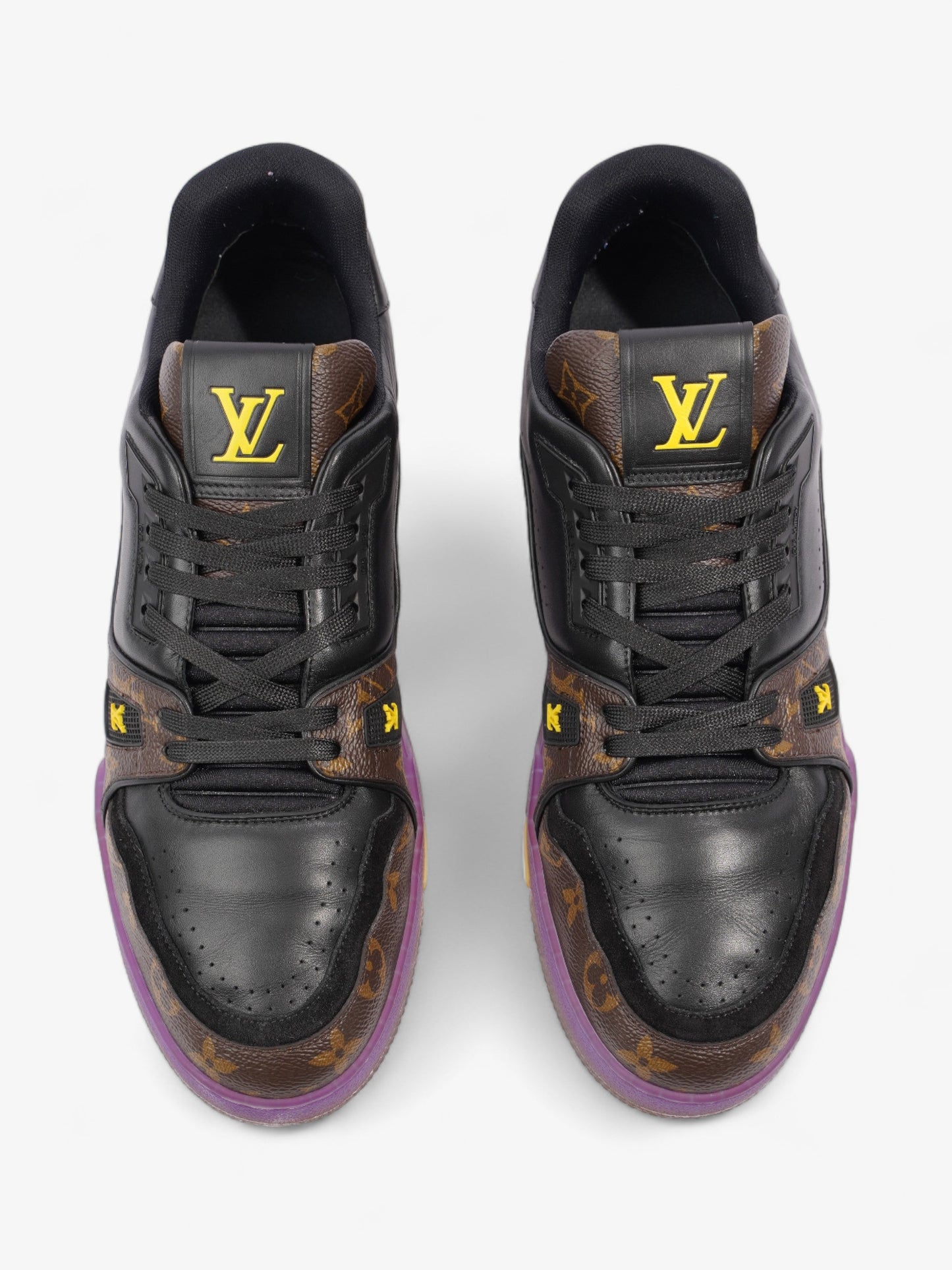 Louis Vuitton LV Low Top Sneakers Black / Monogram / Purple Leather EU 43 UK 9