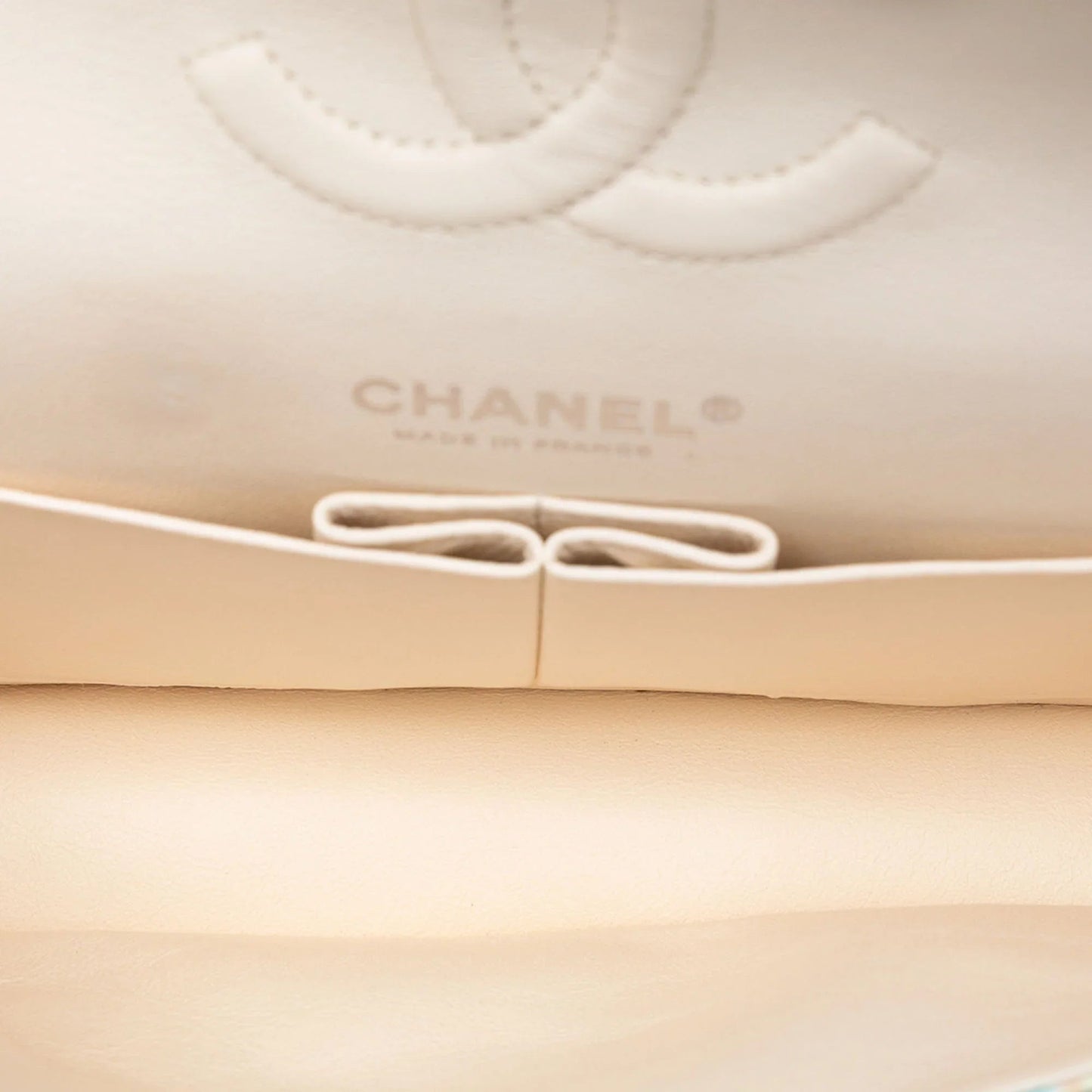 White Chanel Medium Quilted Printed Leather Umbrella Double Flap Shoulder Bag