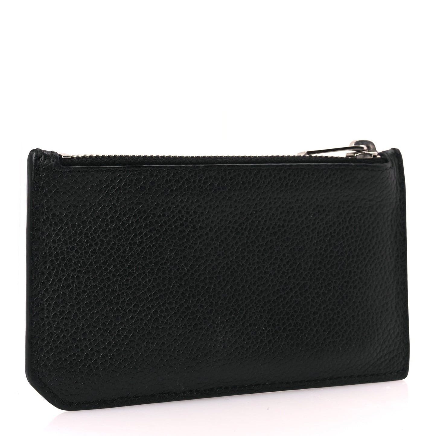 Saint Laurent Grained Calfskin 5 Fragments Zip Pouch Card Holder Black