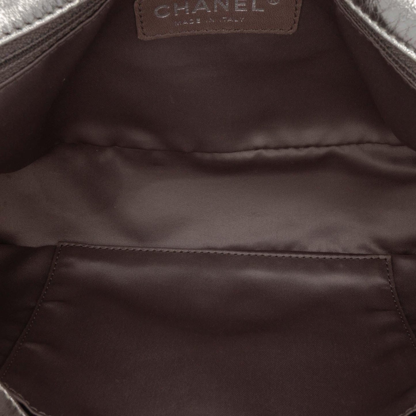 Silver Chanel Metallic Glazed Calfskin Perforated Rodeo Drive Flap Shoulder Bag