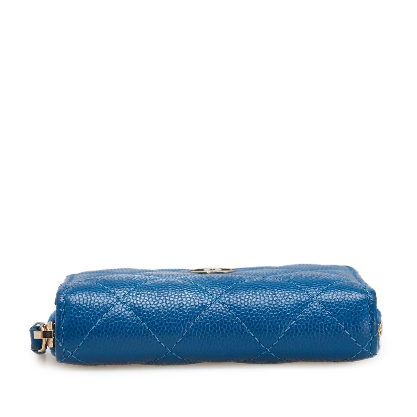 Blue Chanel CC Quilted Caviar Zip Coin Purse
