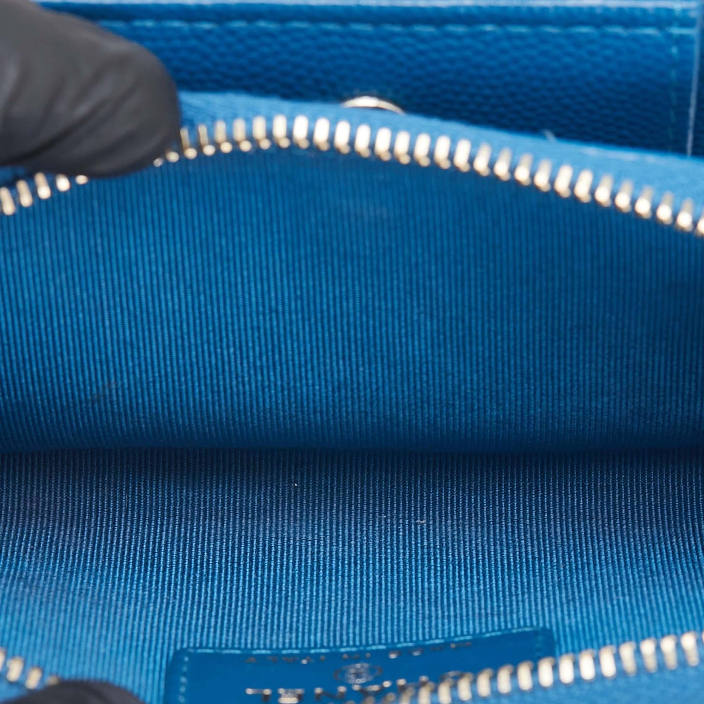 Blue Chanel CC Quilted Caviar Zip Coin Purse