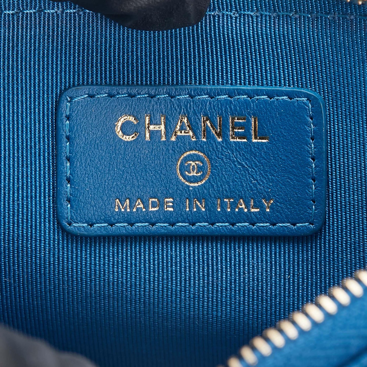 Blue Chanel CC Quilted Caviar Zip Coin Purse