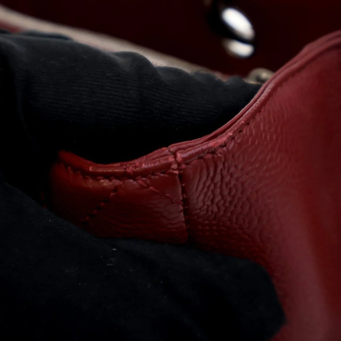 Red Chanel Caviar Grand Shopping Tote