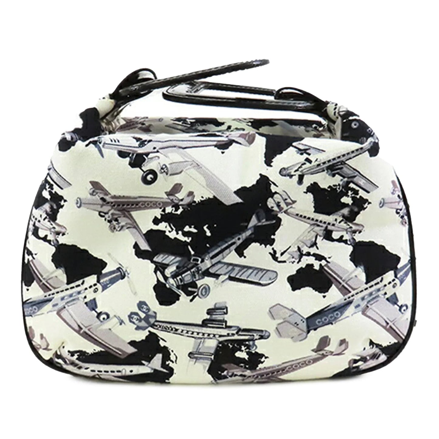 White Chanel Printed Canvas Coco Airline Handbag