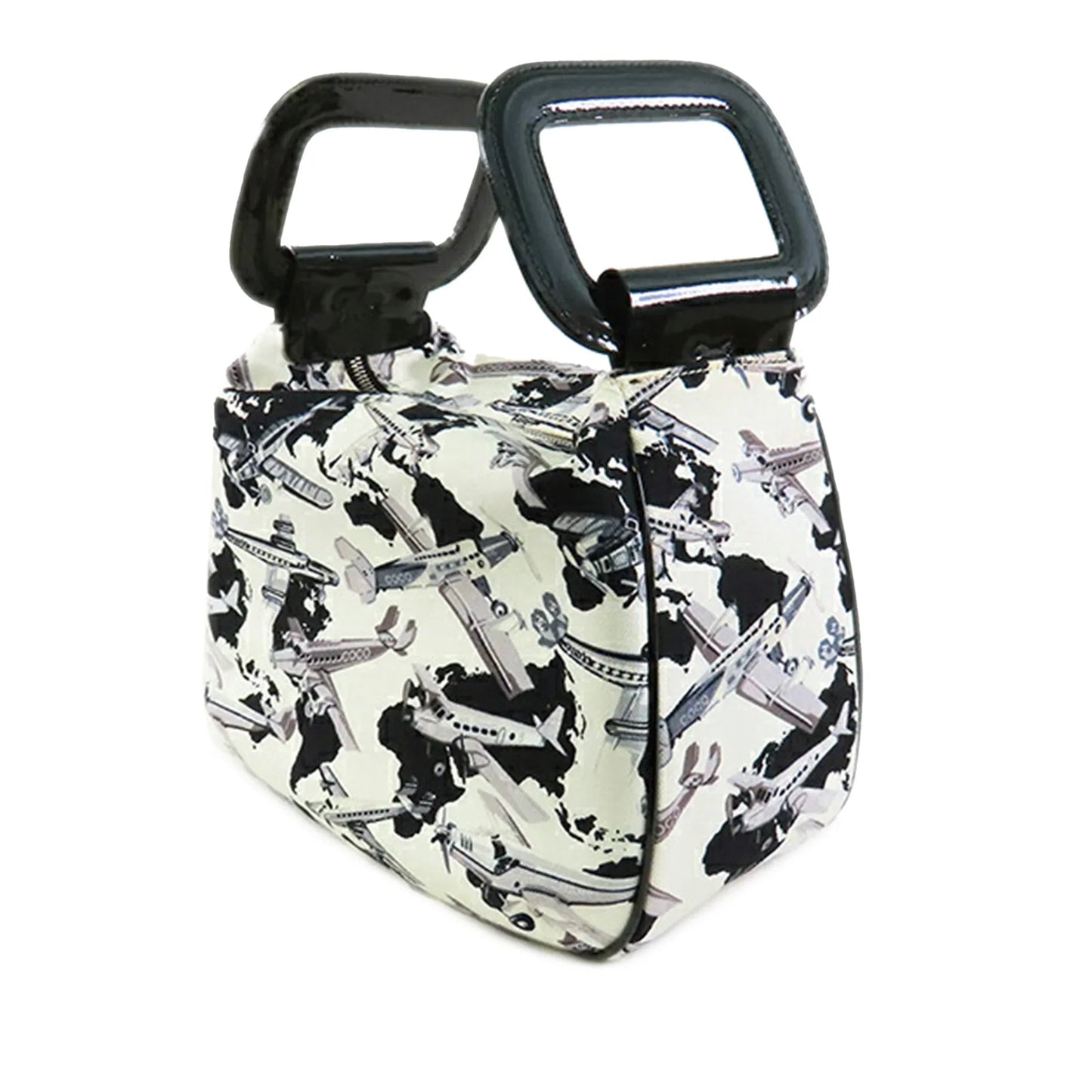 White Chanel Printed Canvas Coco Airline Handbag