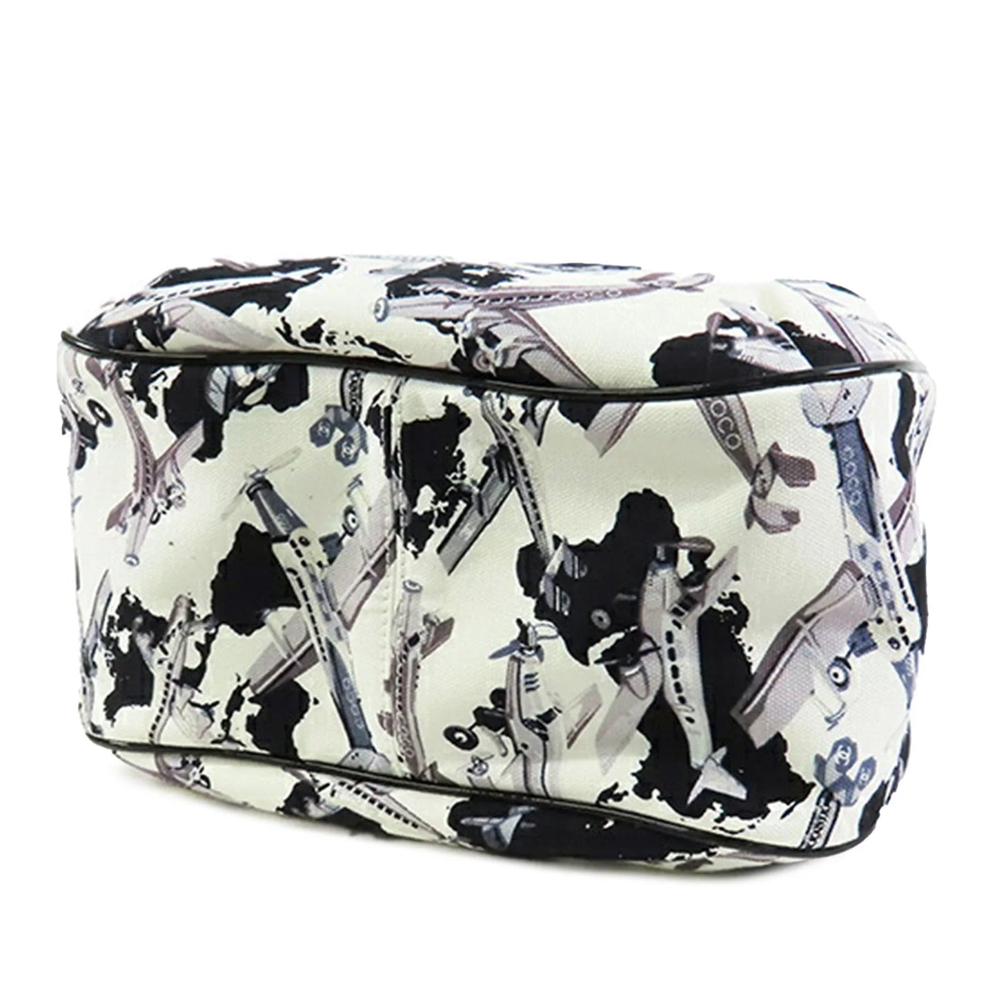 White Chanel Printed Canvas Coco Airline Handbag