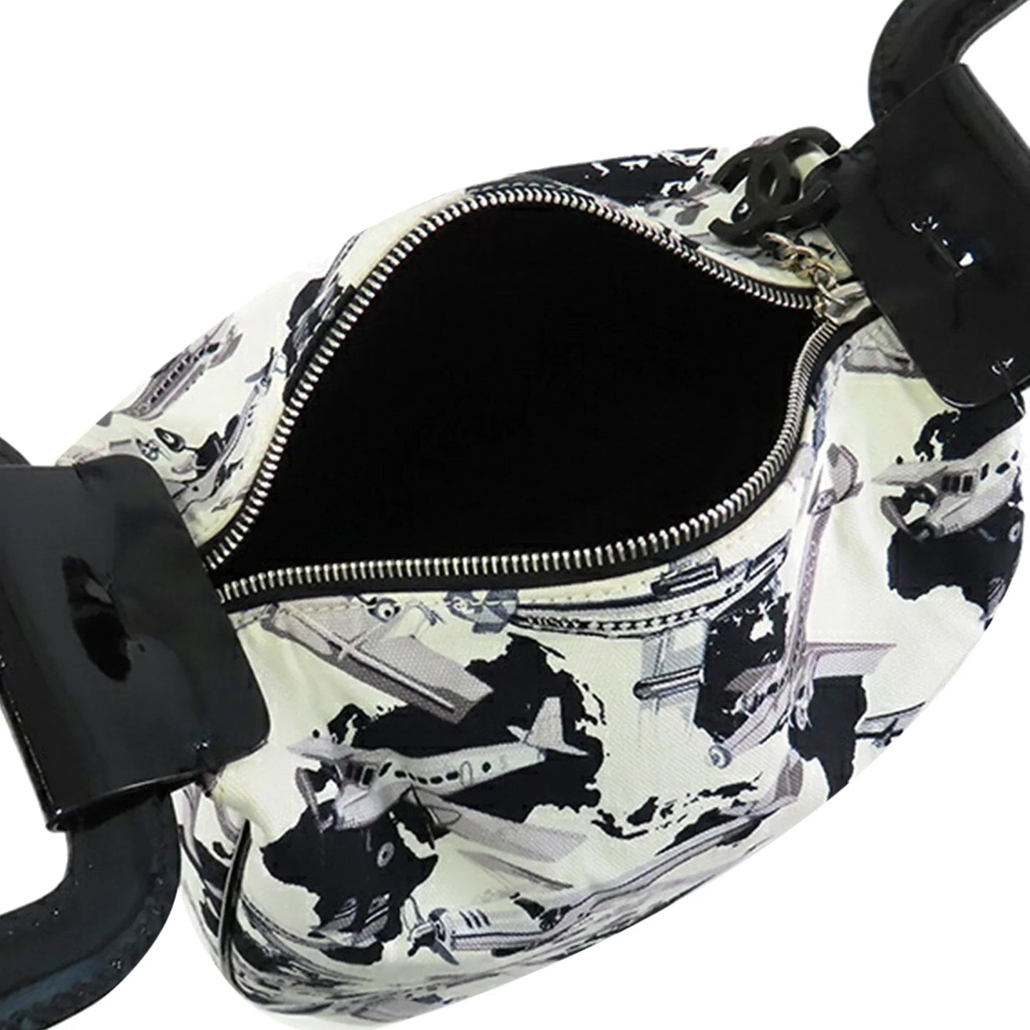 White Chanel Printed Canvas Coco Airline Handbag