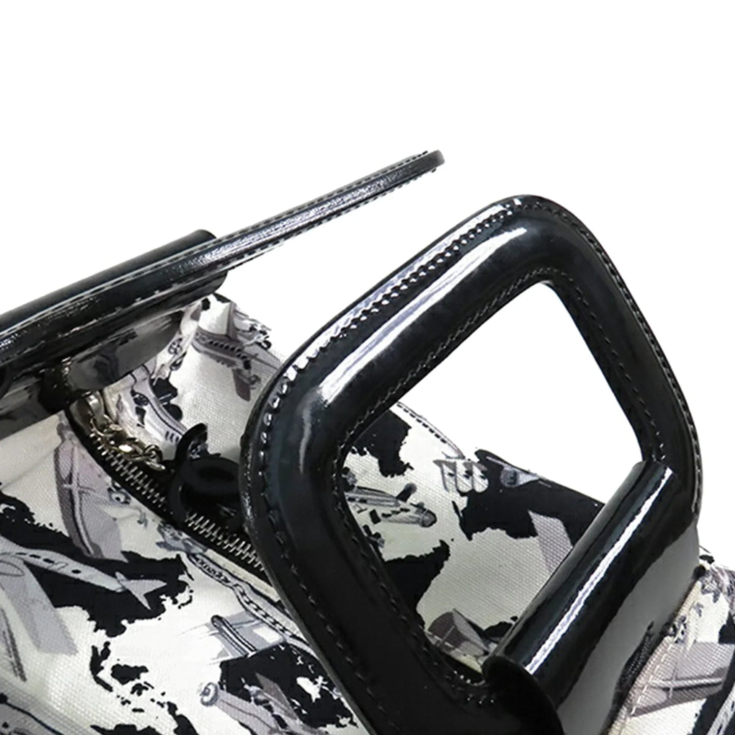 White Chanel Printed Canvas Coco Airline Handbag