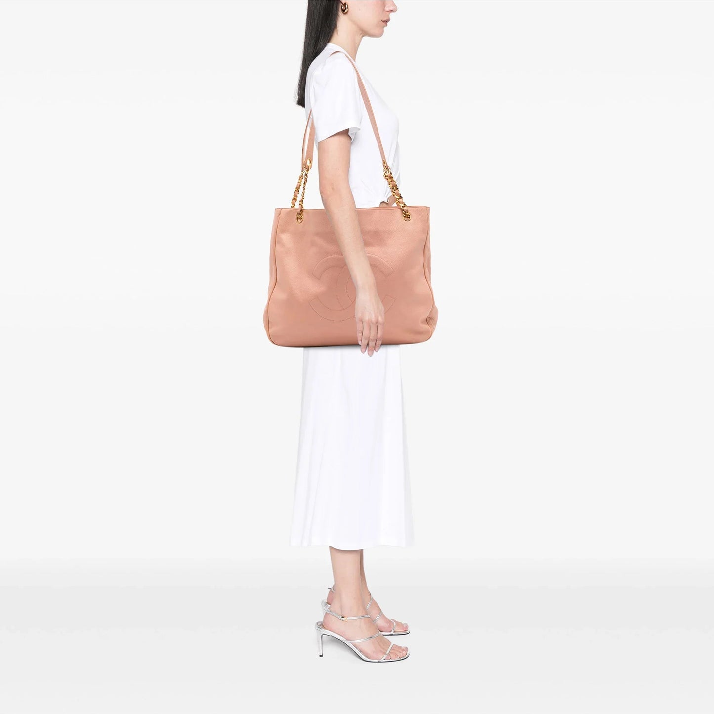 Pink Chanel CC Caviar Chain Tote