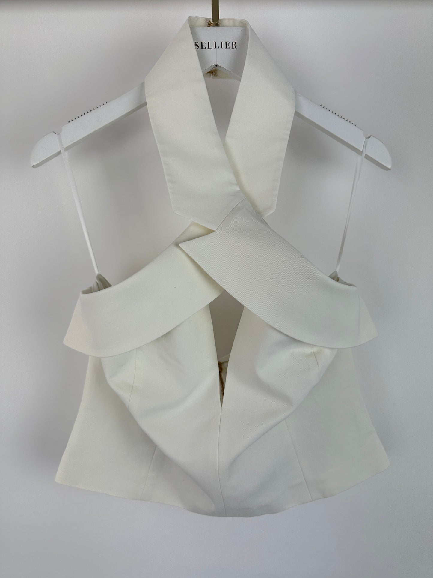 Cult Gaia White Cropped Bandeau Top with Cross Neck Detail IT 36 (UK 4)