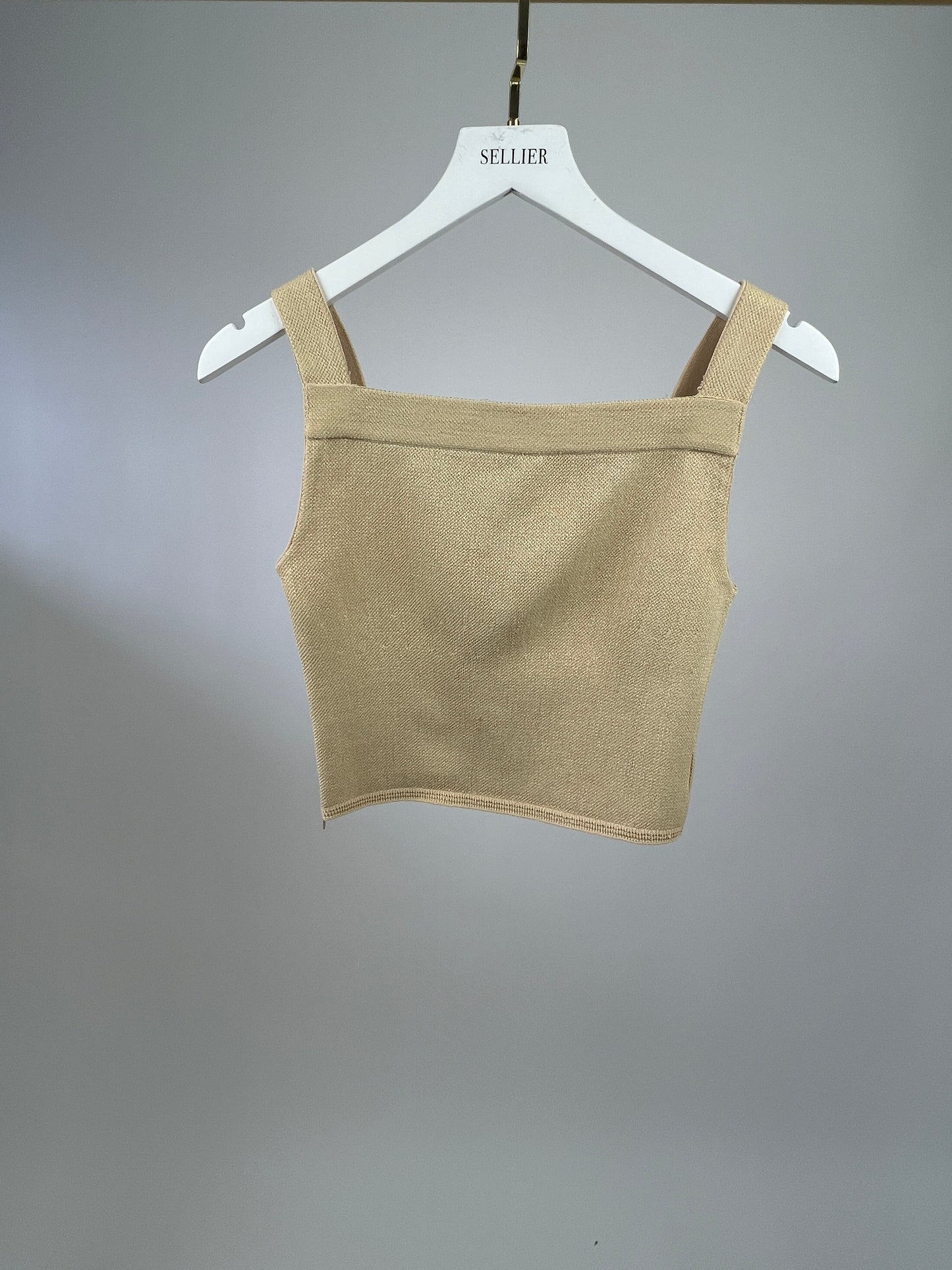 Ala•a Beige Knitted Vest and Shorts Set Size FR 36 (UK 8)