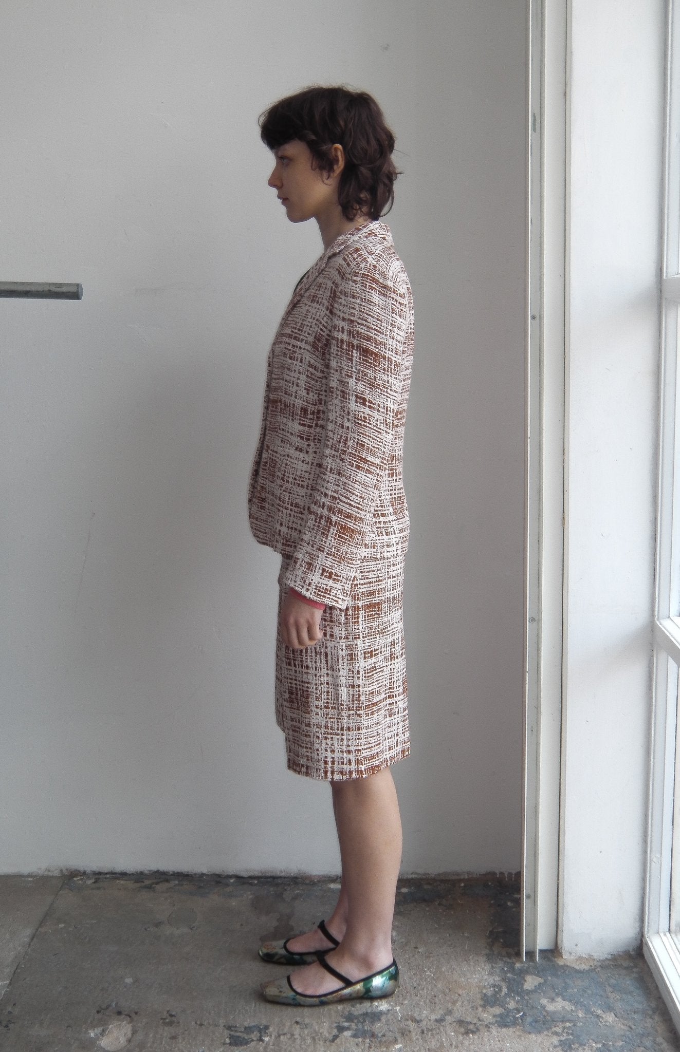Prada print shorts and blazer suit
