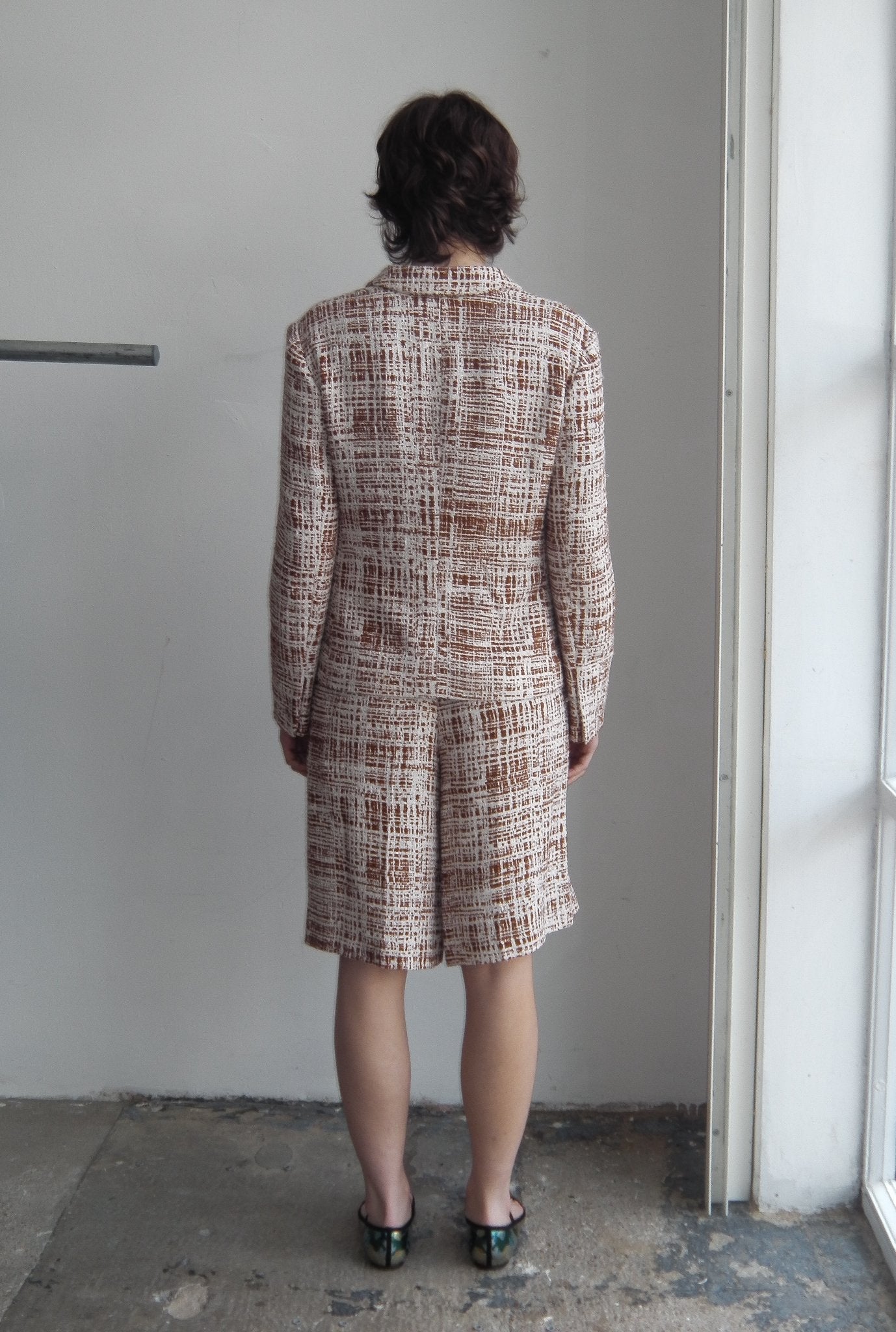 Prada print shorts and blazer suit