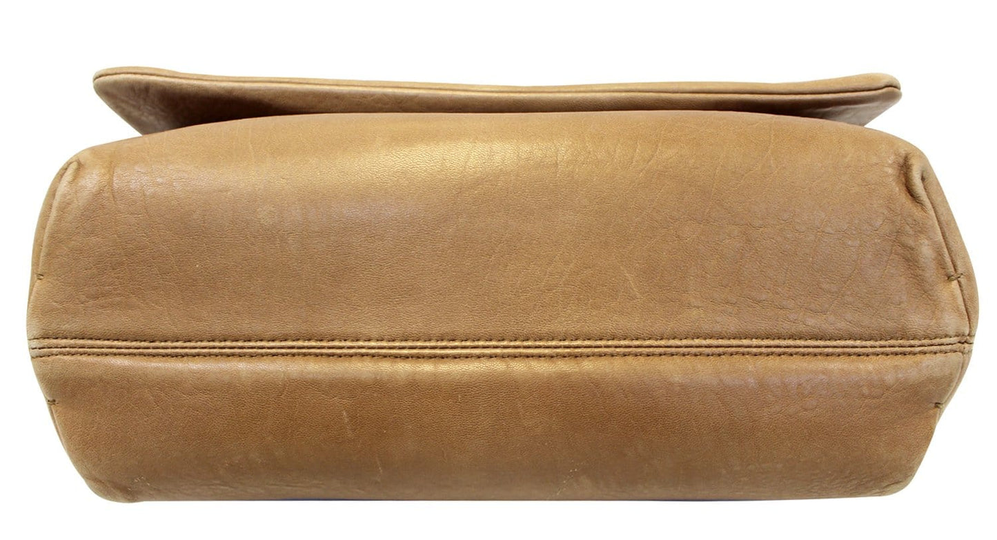 LANVIN Large Happy Chevron Beige Shoulder Bag