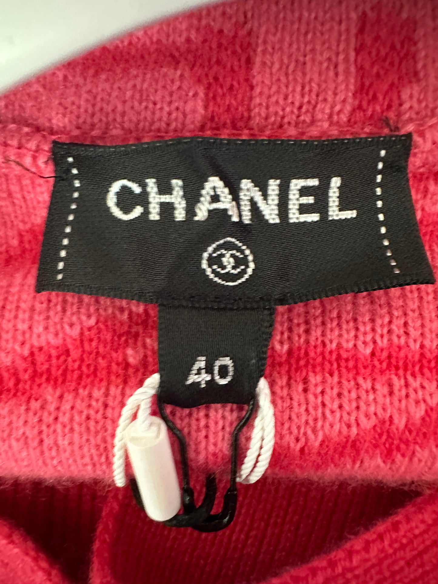 Chanel 21N Hot Pink Cashmere Button Down Long Sleeve Jumper with Hood and Logo Details Size FR 40 (UK 12) £3,425