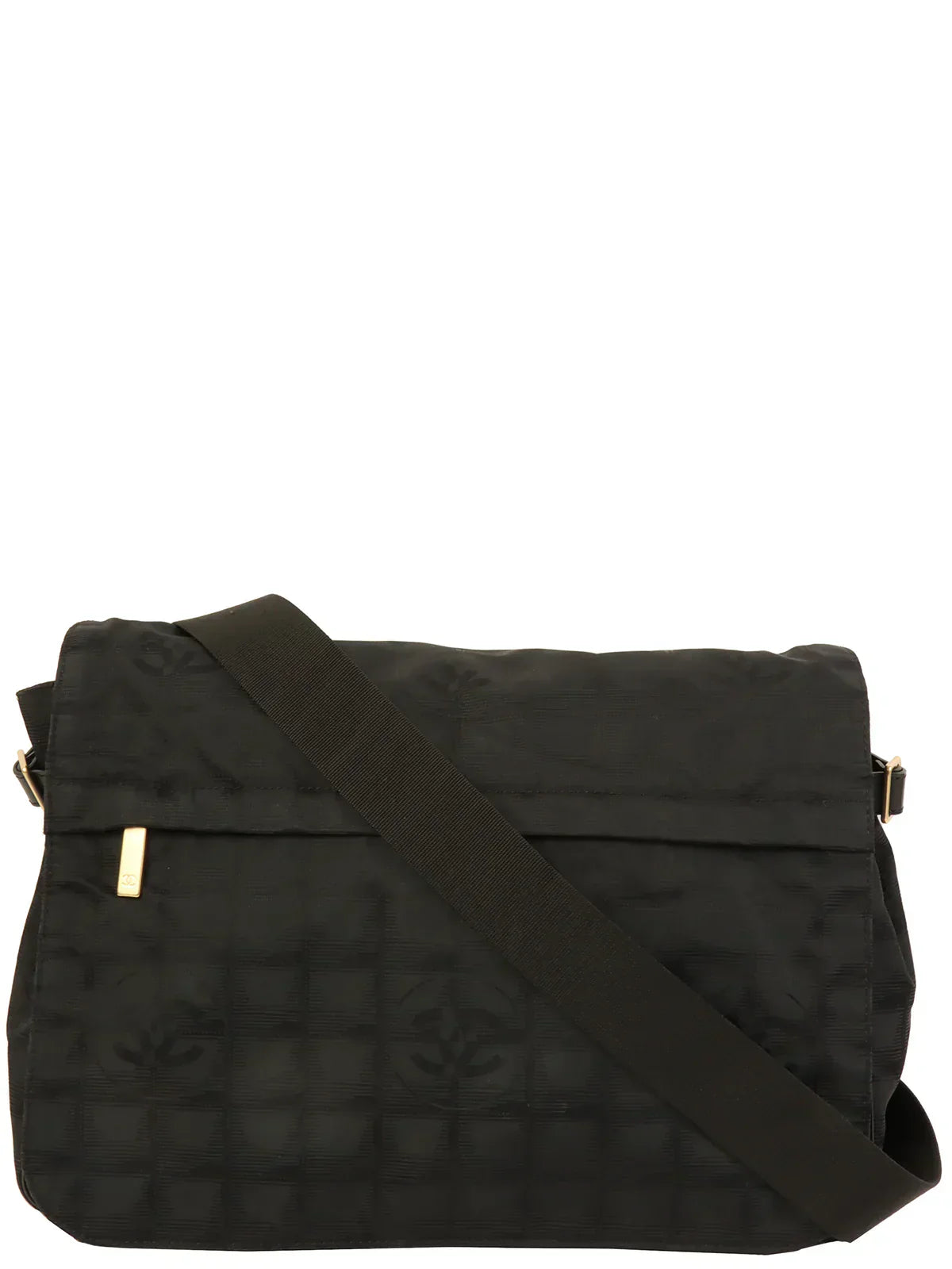CHANEL Around 2005 Made New Travel Nylon Shoulder Bag Black