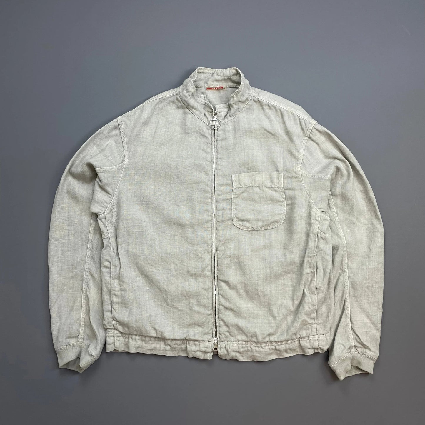 Prada Sport Grey 00s Linen Zip-Through Lightweight Jacket