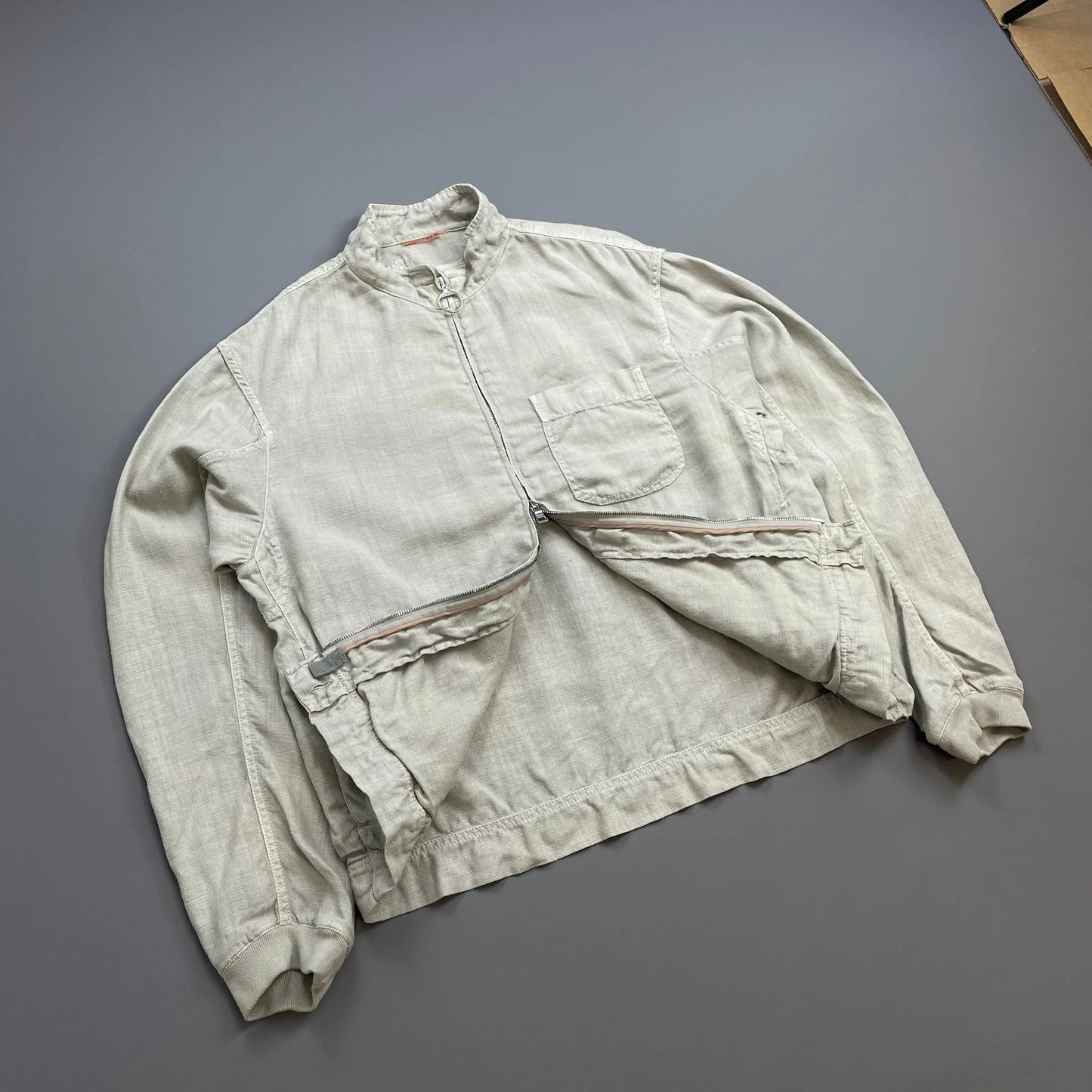 Prada Sport Grey 00s Linen Zip-Through Lightweight Jacket