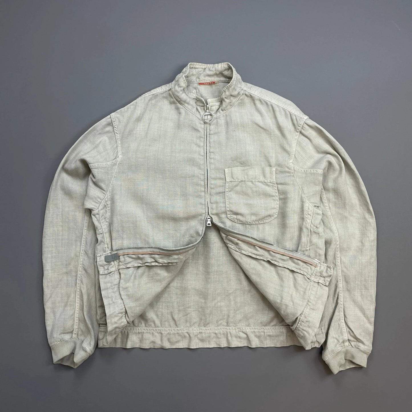 Prada Sport Grey 00s Linen Zip-Through Lightweight Jacket