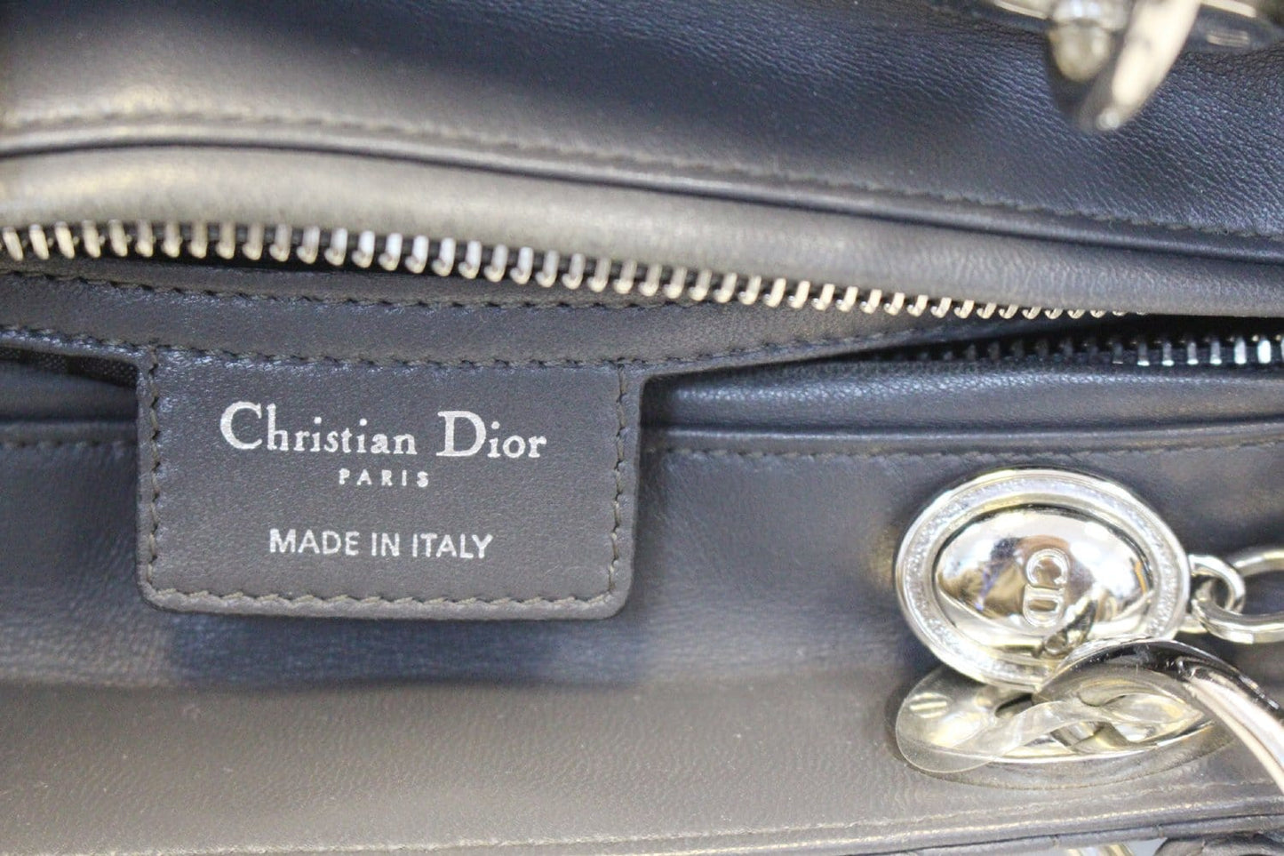 CHRISTIAN DIOR Cannage Quilted  Leather Lady Dior Medium Bag