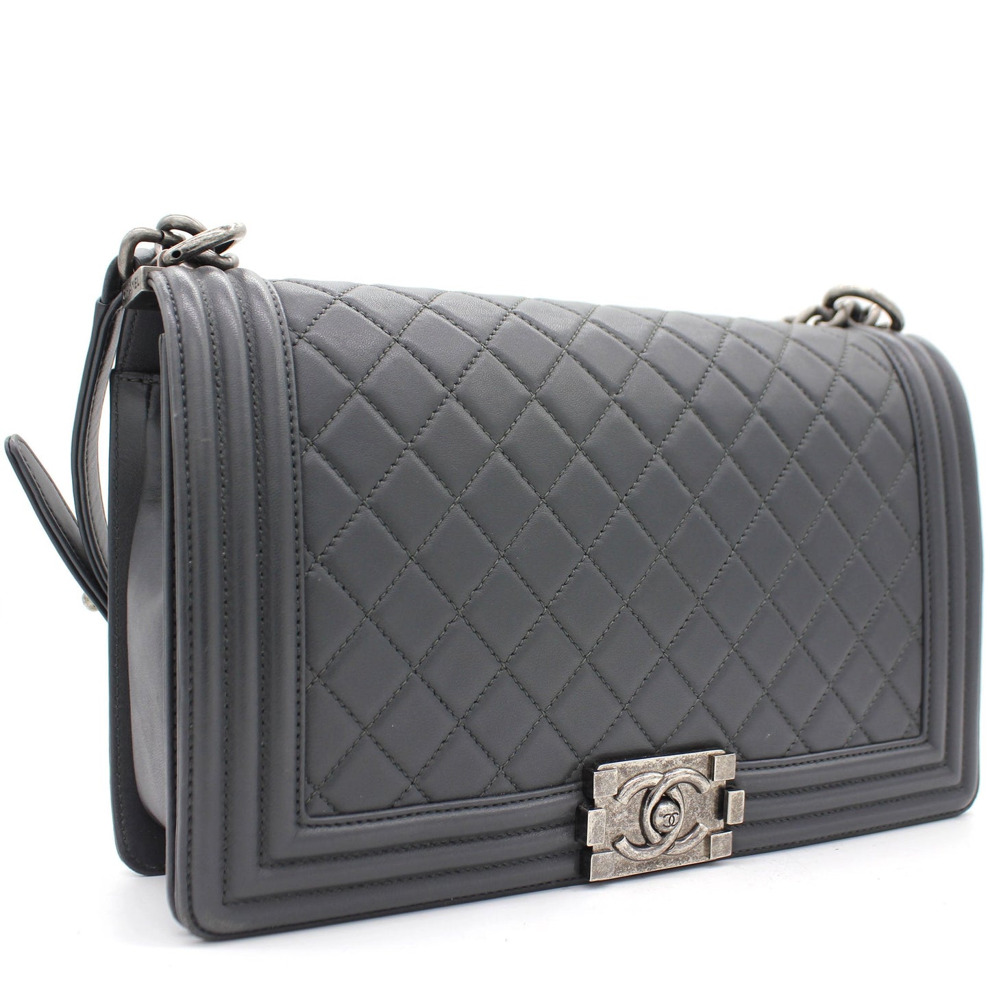 Chanel Calfskin Quilted New Medium Boy Flap Dark Grey