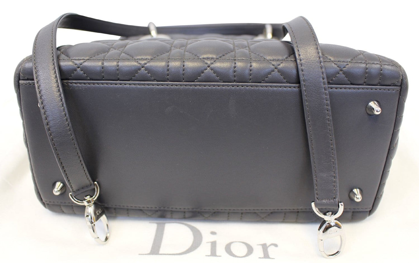 CHRISTIAN DIOR Cannage Quilted  Leather Lady Dior Medium Bag