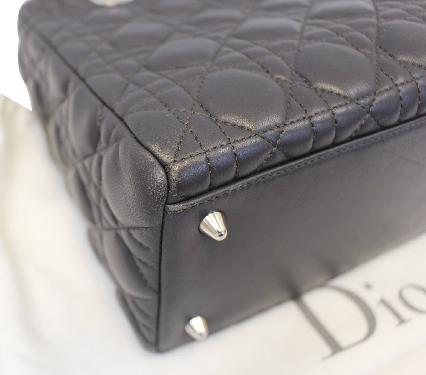 CHRISTIAN DIOR Cannage Quilted  Leather Lady Dior Medium Bag