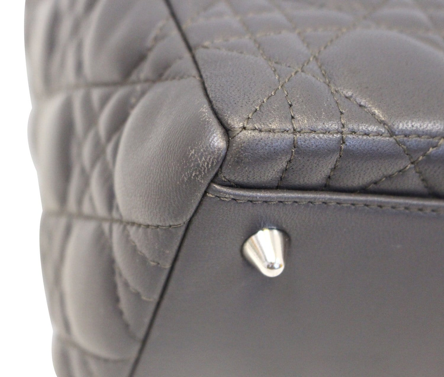 CHRISTIAN DIOR Cannage Quilted  Leather Lady Dior Medium Bag