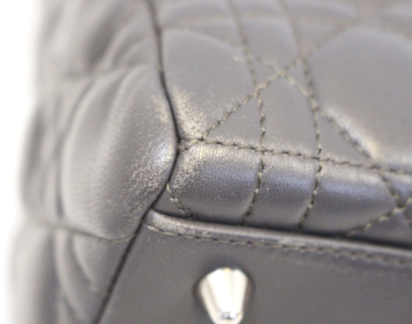 CHRISTIAN DIOR Cannage Quilted  Leather Lady Dior Medium Bag