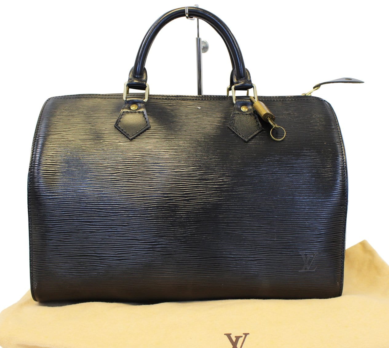 LOUIS VUITTON Epi Leather Black Speedy 30 Satchel Bag
