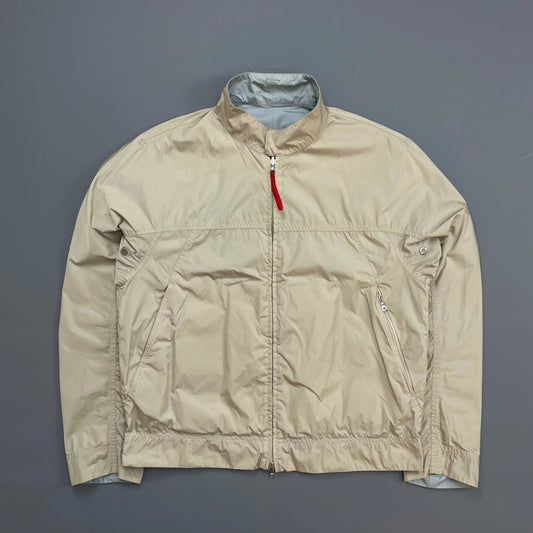 Prada Sport Beige & Blue 00s Reversible Lightweight Nylon Biker Jacket