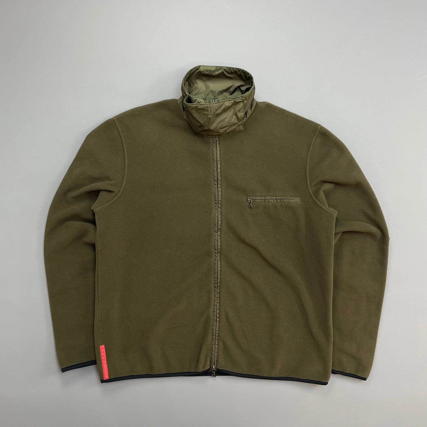 Prada Sport Khaki 00s Nylon Panelled Zip-Through Fleece Jacket
