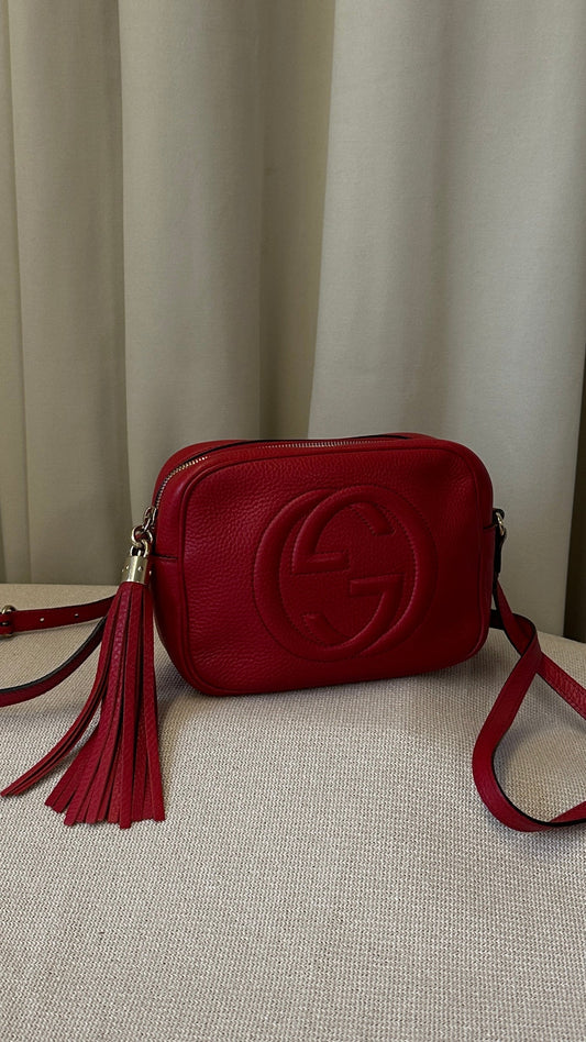 GUCCI Soho Tassel Disco Bag Red