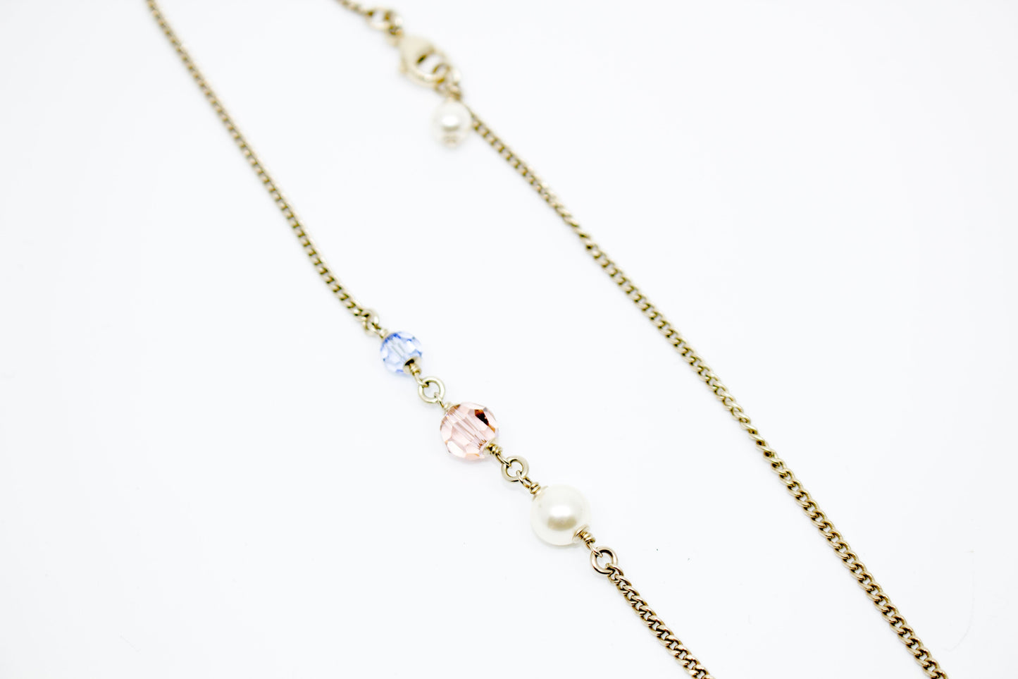 Chanel ABY CC Blue Beaded Inlaid Logo With Multi Beads IN Sil Blue / Z Necklace Shw