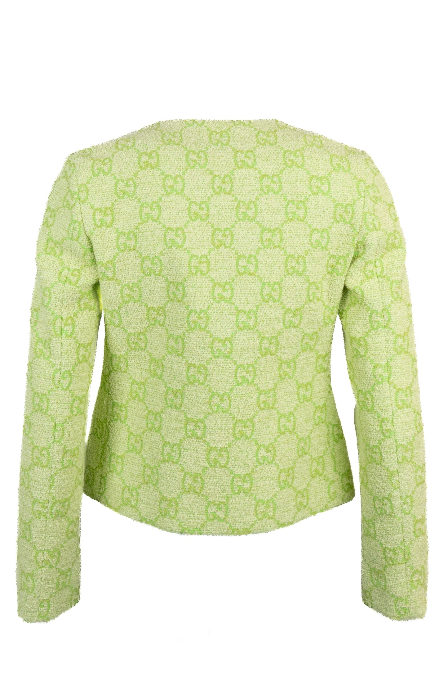 GUCCI Garden GG Tweed Jacket Lime Green