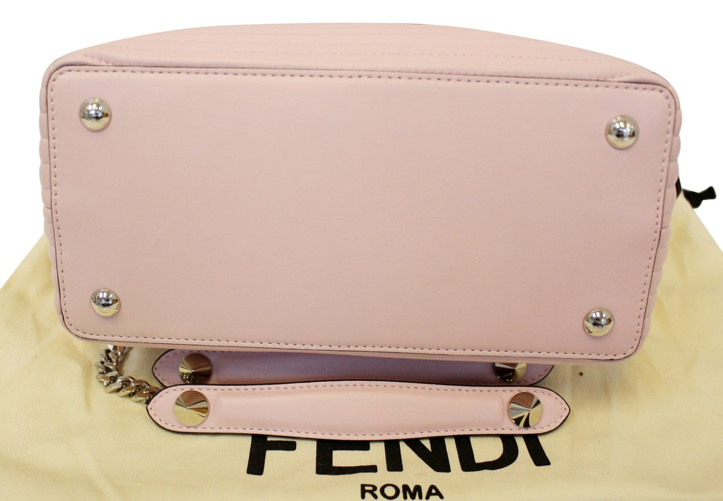 FENDI DOTCOM Click Quilted  Pink Leather Chain Shoulder Bag