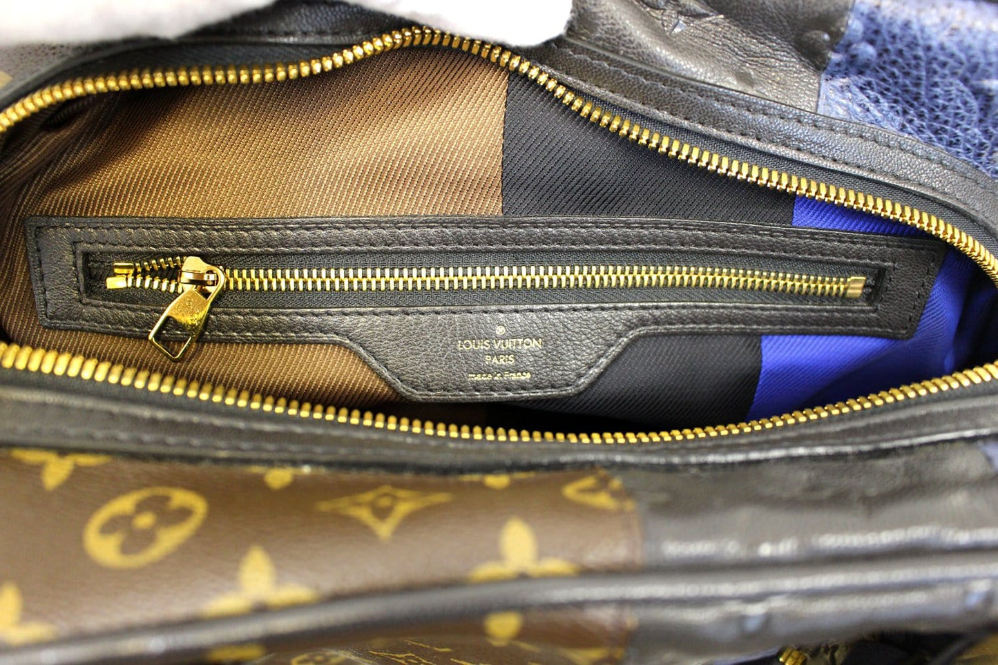 LOUIS VUITTON Monogram Blocks Stripes Medium Bag Marine Satchel Bag