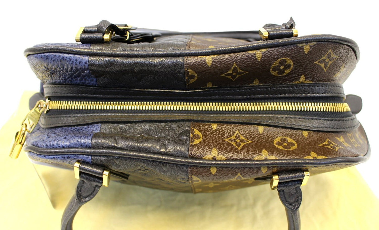 LOUIS VUITTON Monogram Blocks Stripes Medium Bag Marine Satchel Bag