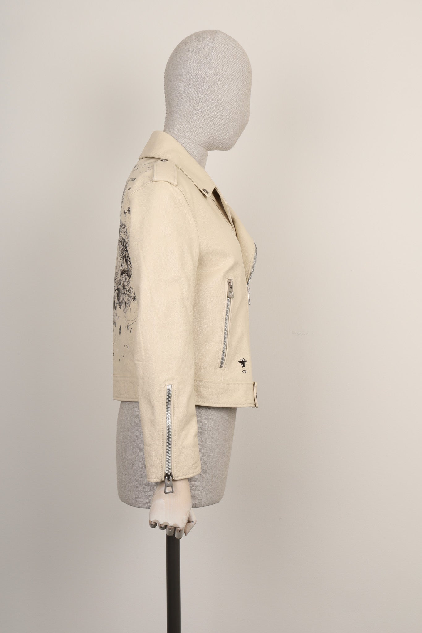 CHRISTIAN DIOR Leather Jacket Printed Back Créme