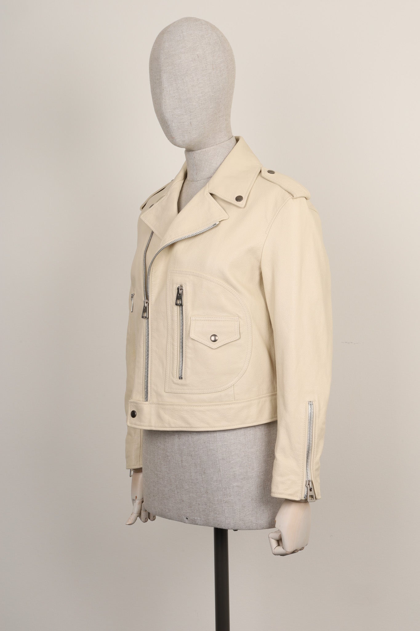 CHRISTIAN DIOR Leather Jacket Printed Back Créme
